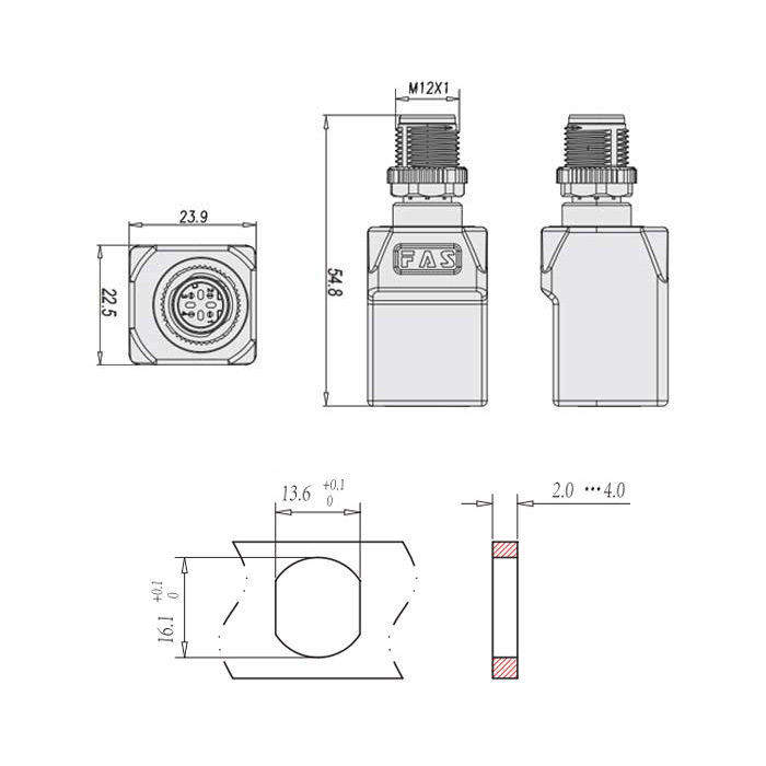 M12 4Pin D-coded 公頭直型轉RJ45直型、0C4ES1